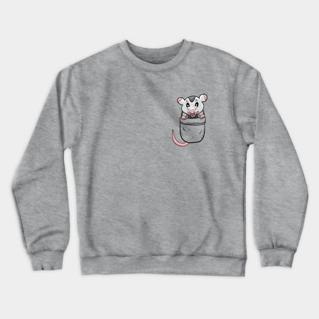 Opossum In Your Pocket Crewneck Sweatshirt by nonbeenarydesigns